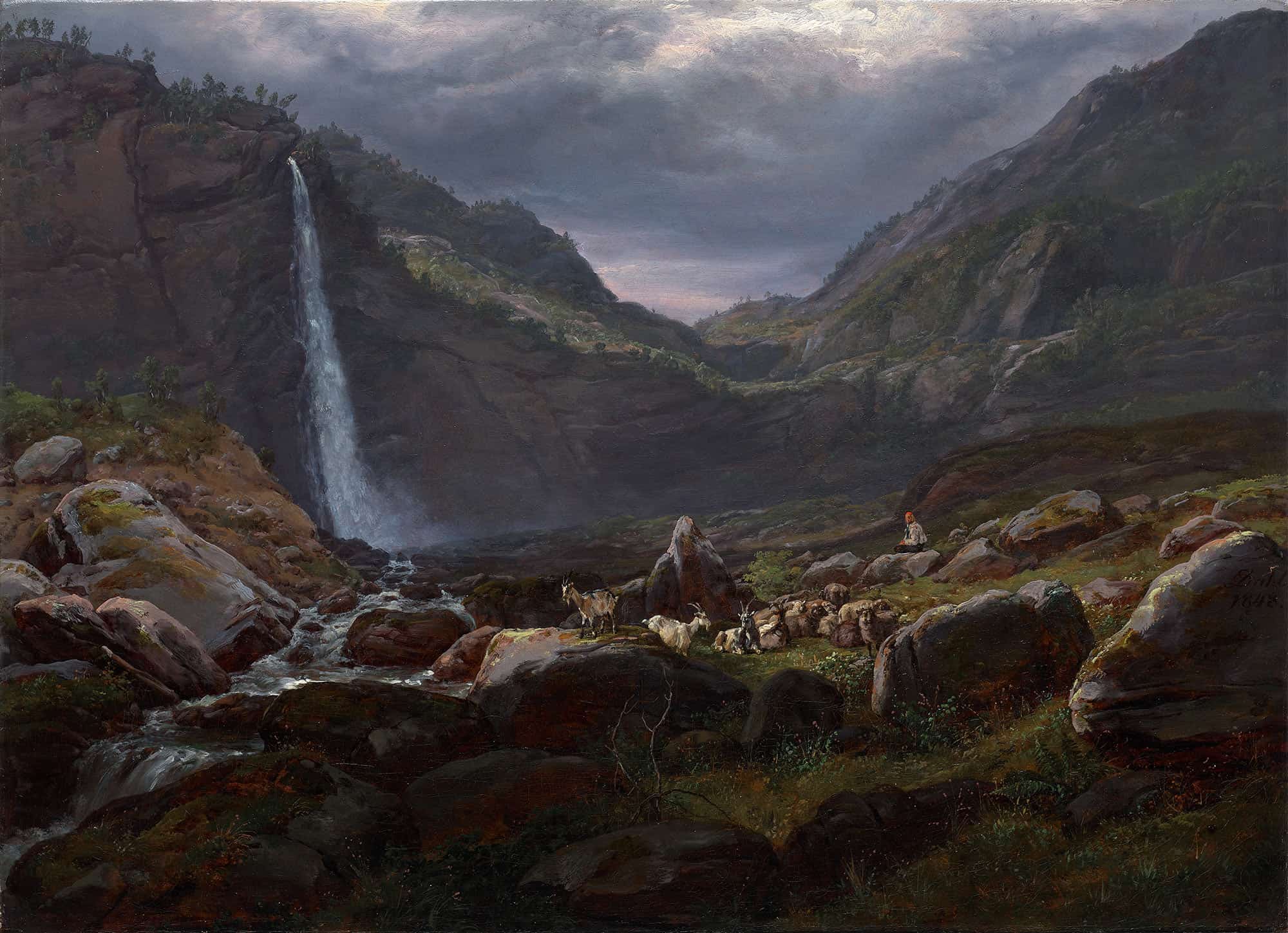 Feige Waterfall Feigefossen Lysterfjord Norway by Johan Christian Dahl