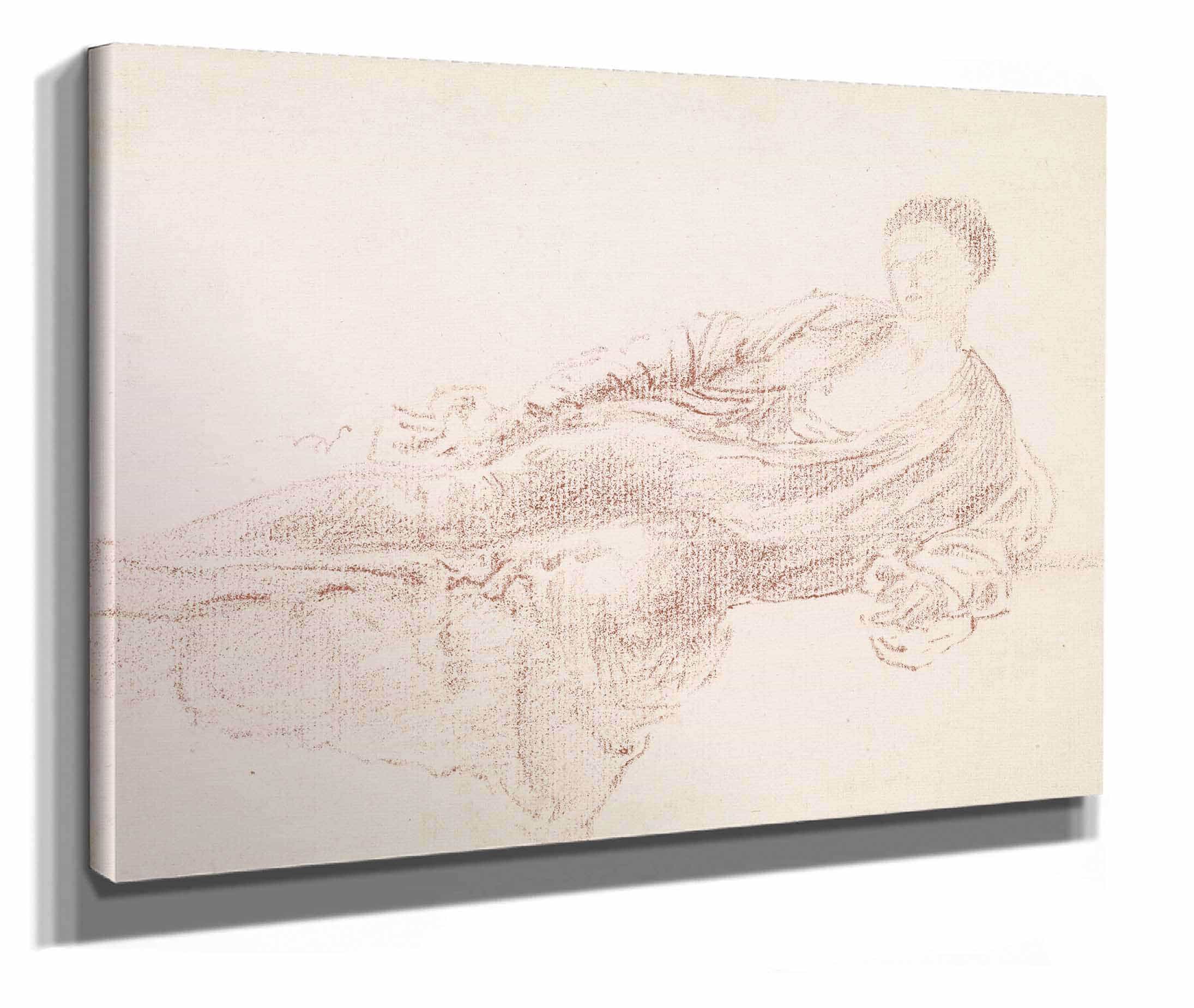 Female Drapery Study Of A Reclining Figure by Sir Edward Coley Burne Jones