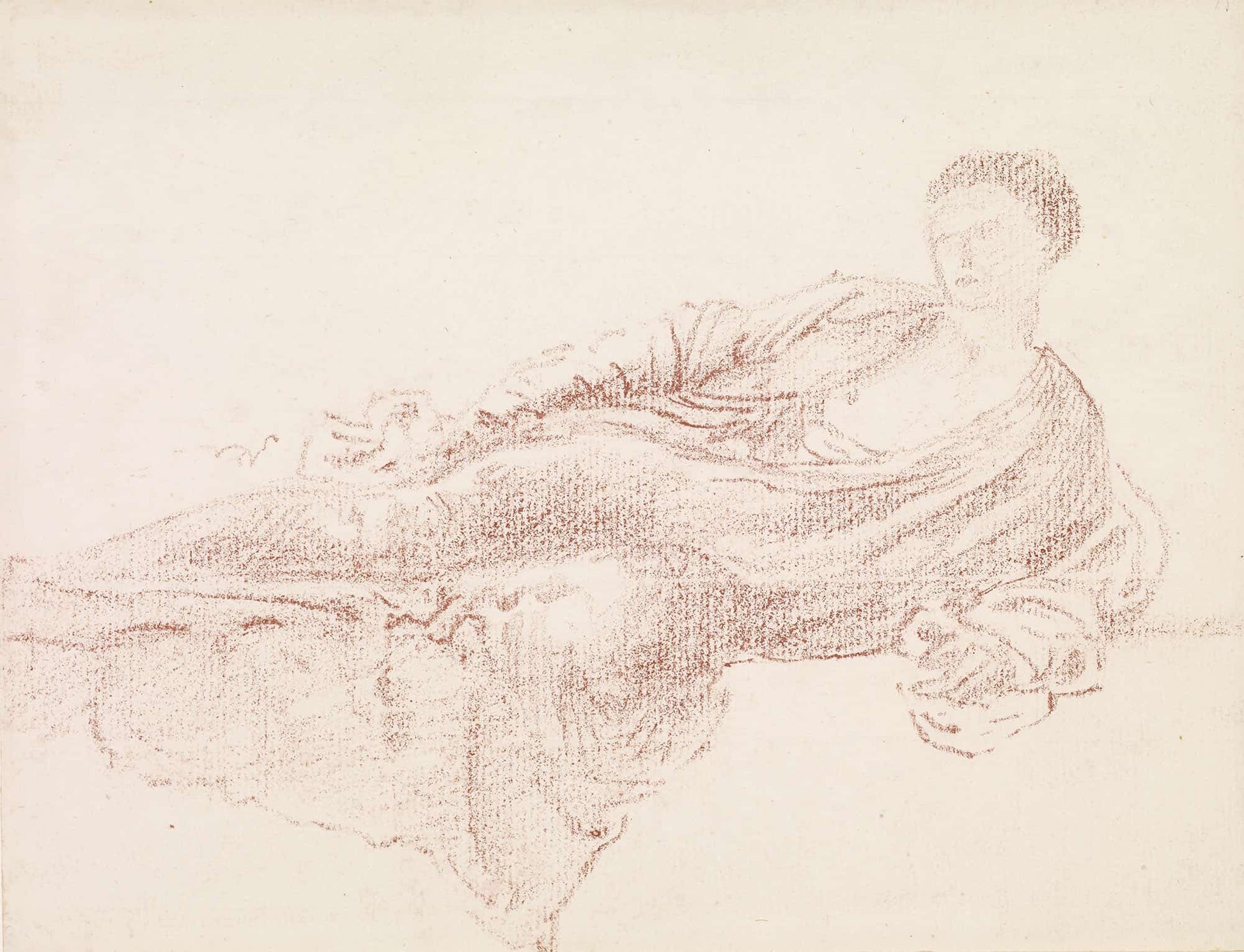 Female Drapery Study Of A Reclining Figure by Sir Edward Coley Burne Jones