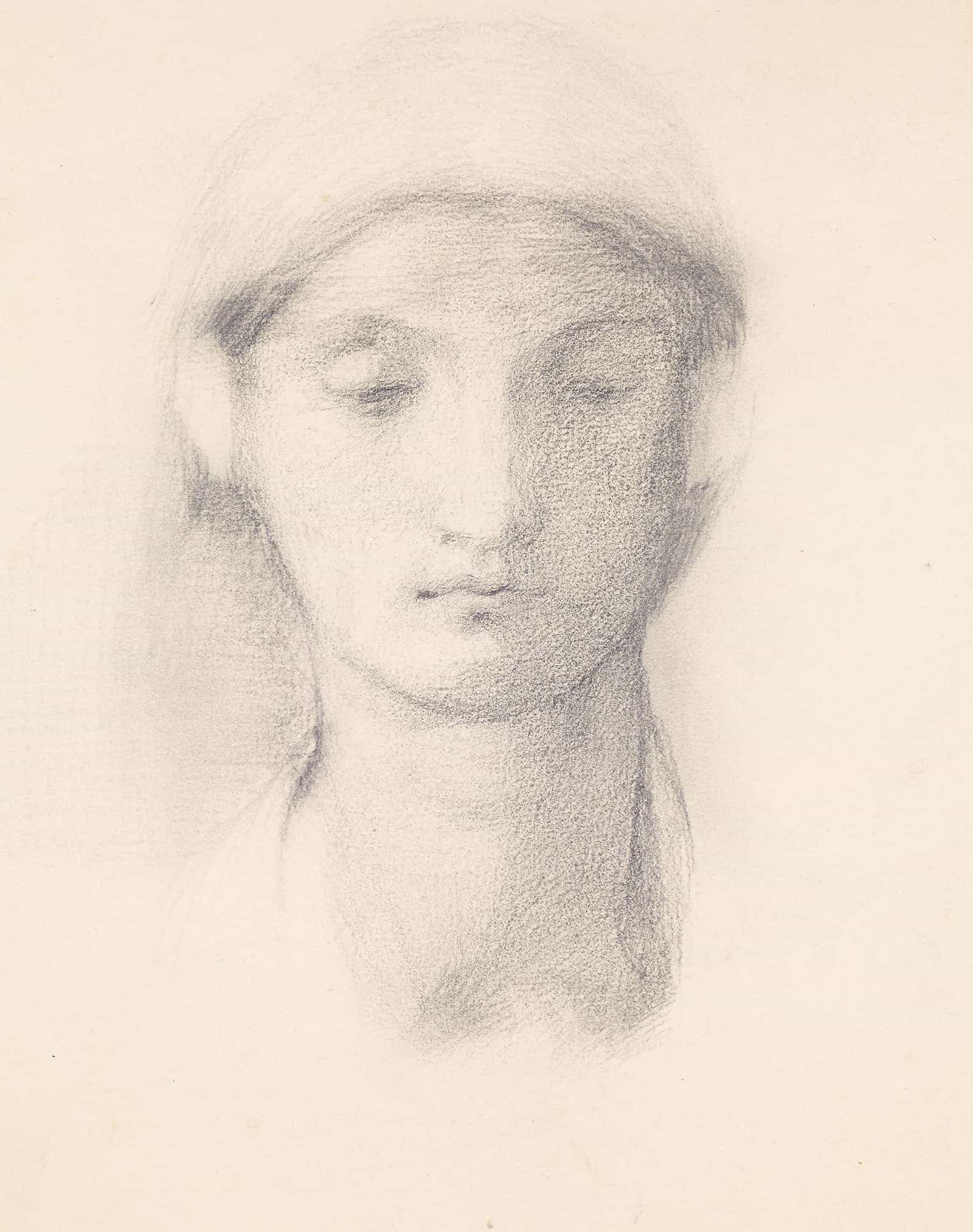 Female Head Study From An Italian Model by Sir Edward Coley Burne Jones