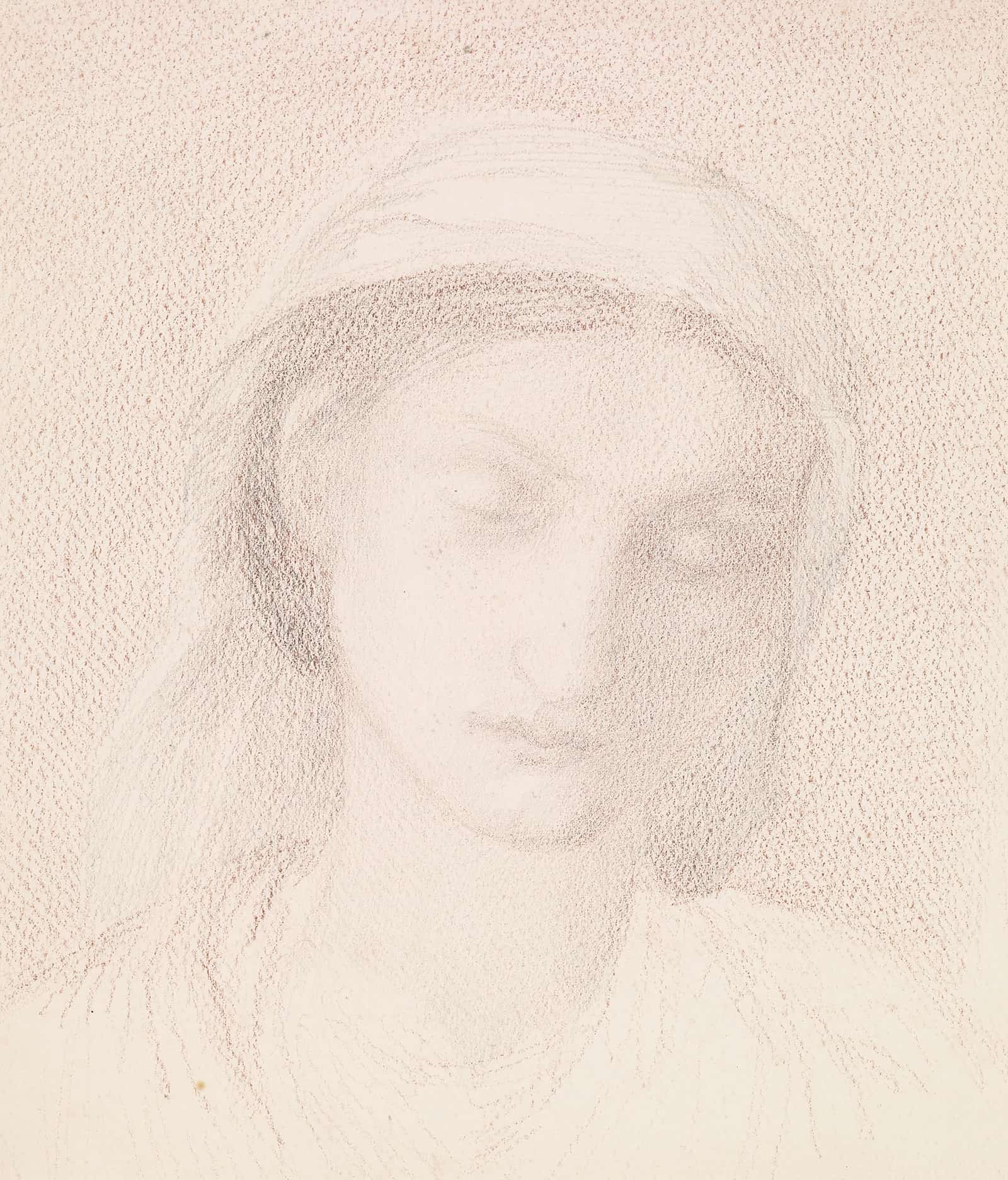 Female Head Study Of A Woman by Sir Edward Coley Burne Jones