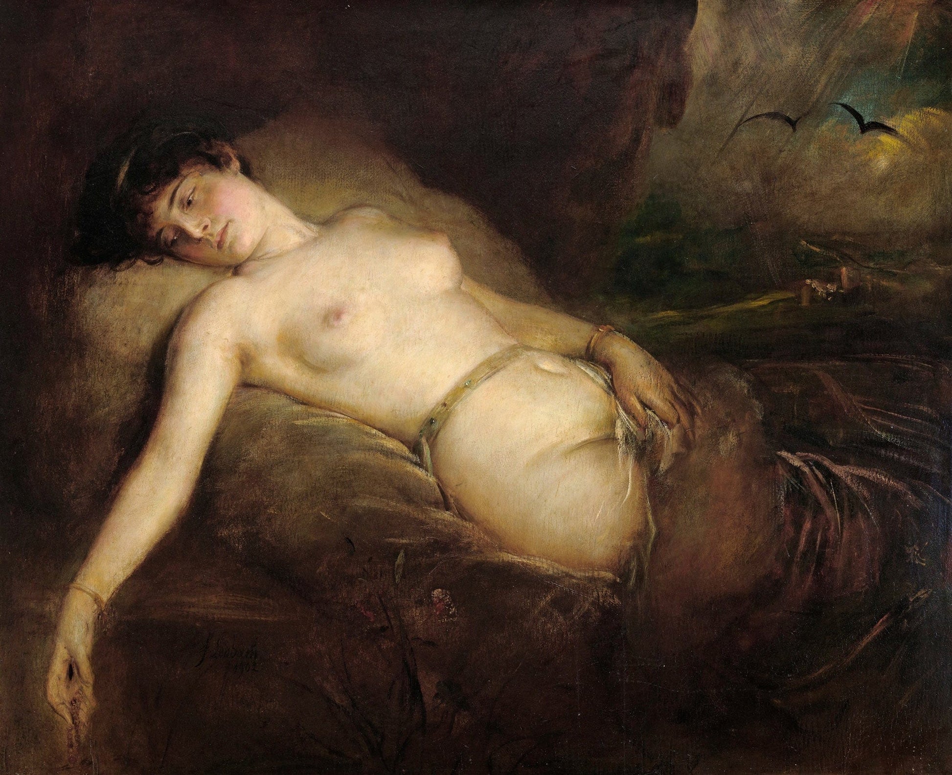Female Nude by Franz Von Lenbach