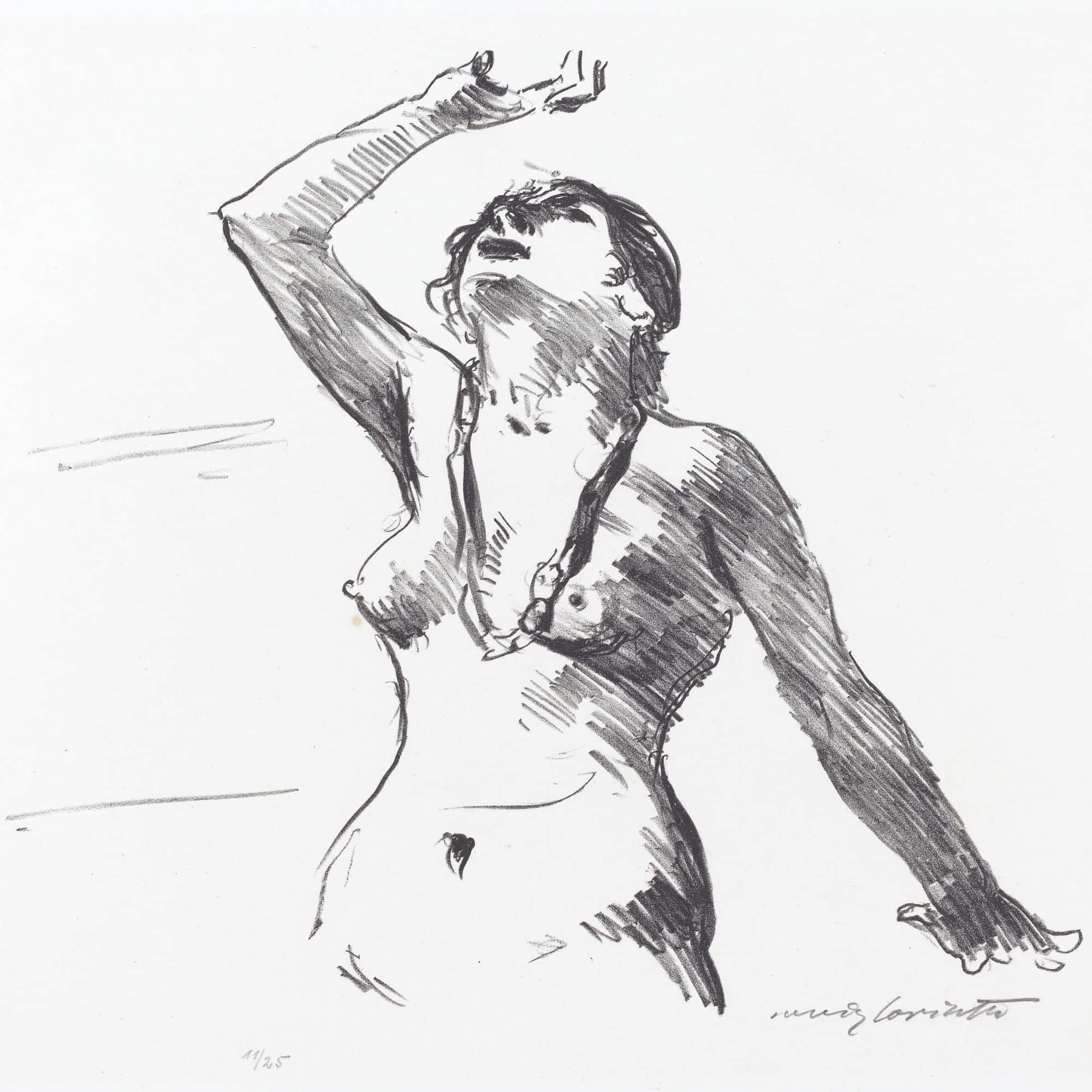Female Nude Defending Herself Weiblicher Akt In Abwehr by Lovis Corinth