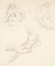 Female Nude Three Studies Of A Seated Girl by Sir Edward Coley Burne Jones