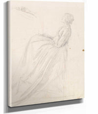 Female Sketch Of A Seated Woman Holding Lamp by Sir John Everett Millais