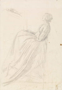 Female Sketch Of A Seated Woman Holding Lamp by Sir John Everett Millais