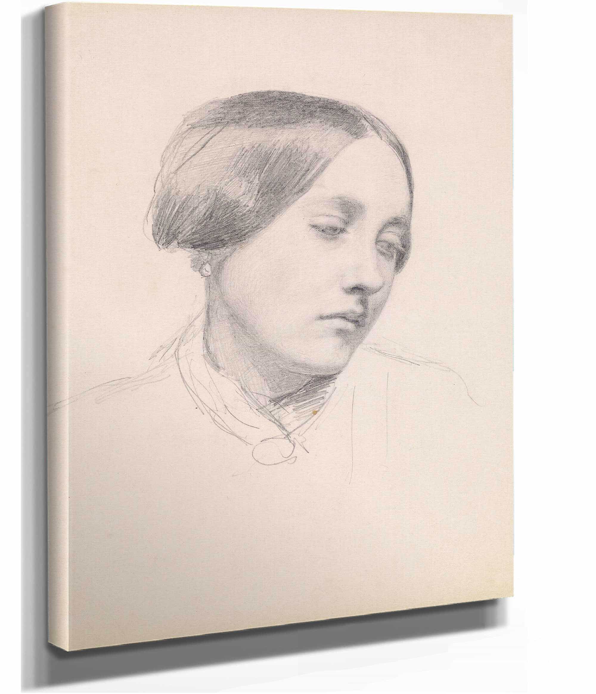 Female Study Of A Girls Head by Sir John Everett Millais