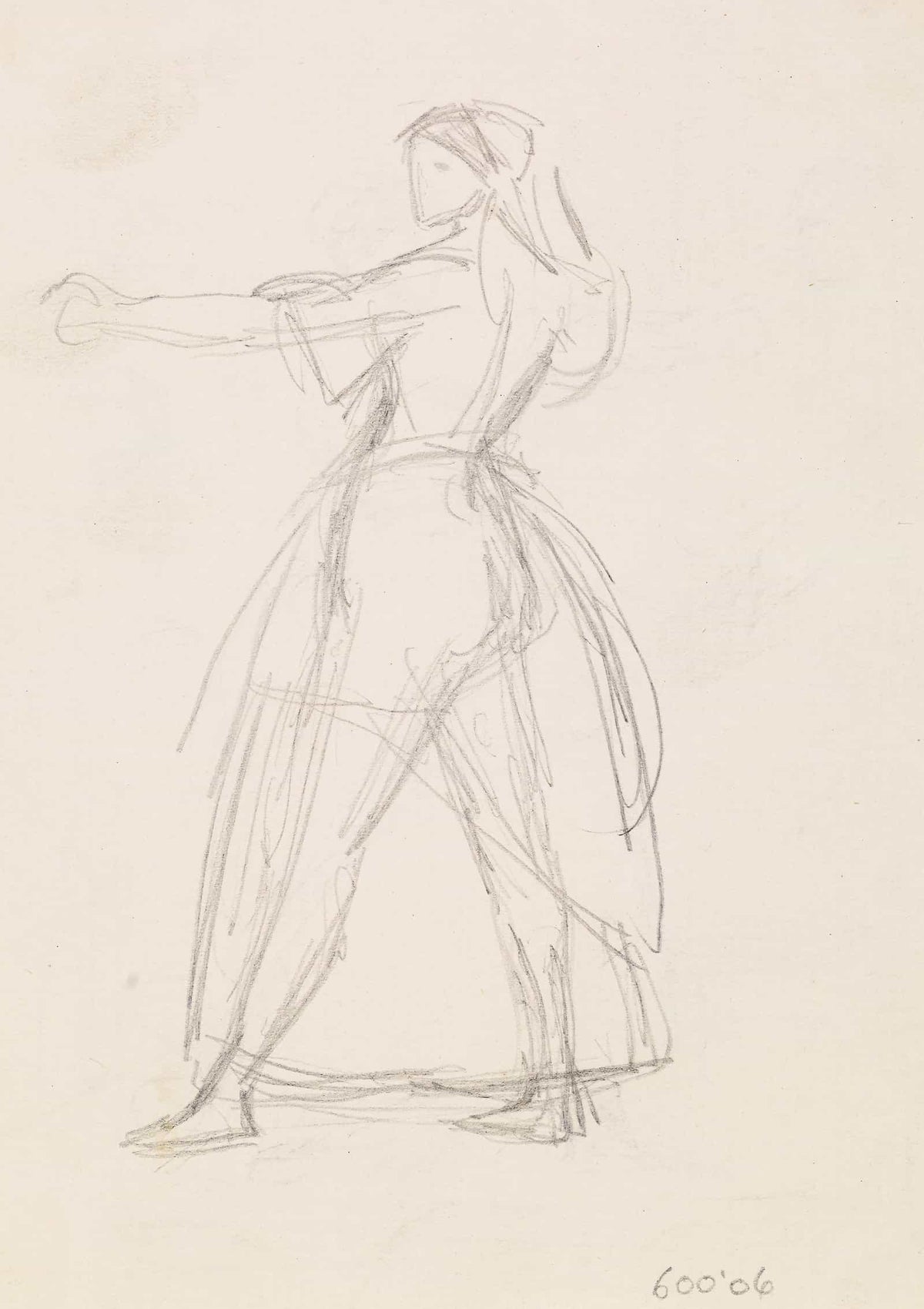 Female Study Of A Woman In A Threatening Attitude Arm Raised by Sir John Everett Millais