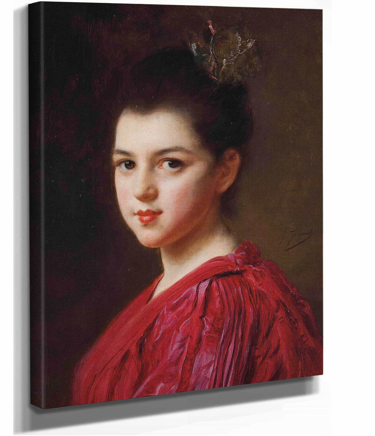 Femme A La Robe Rouge by Gustave Jean Jacquet