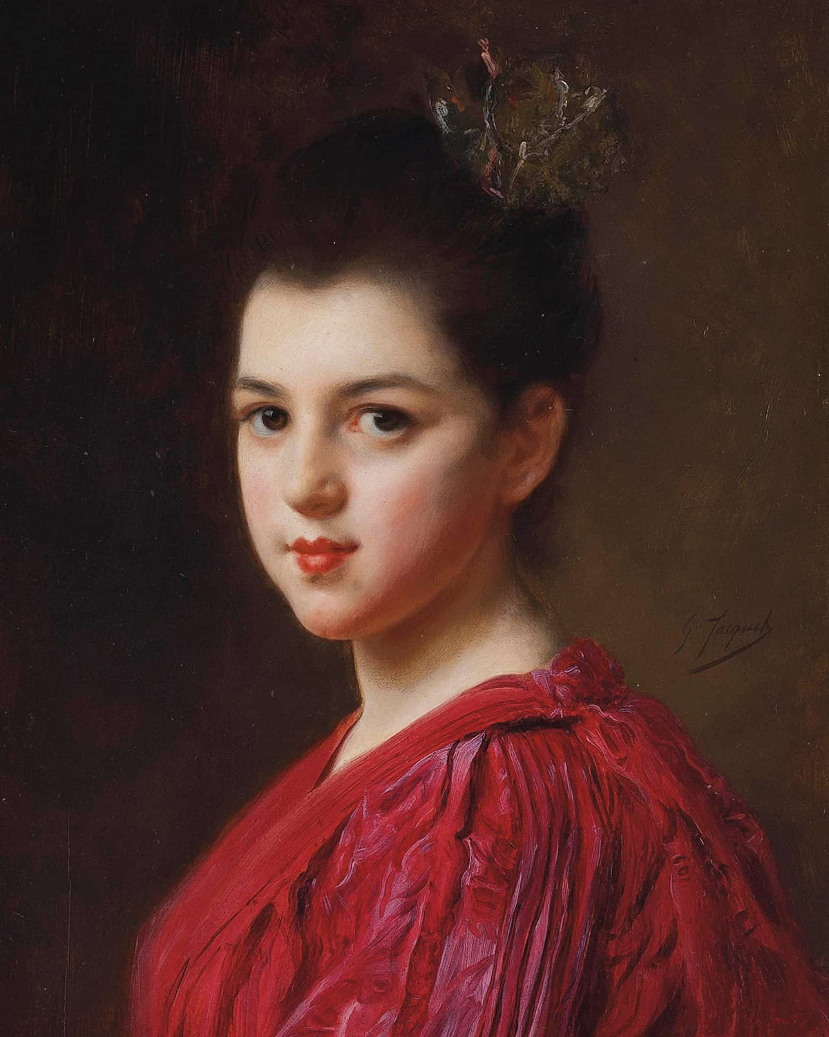 Femme A La Robe Rouge by Gustave Jean Jacquet