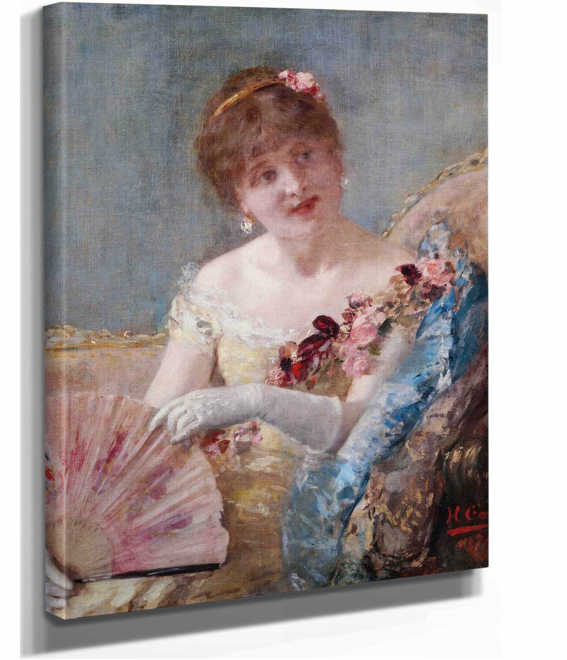Femme A Leventail Portrait De Rejane by Henri Gervex
