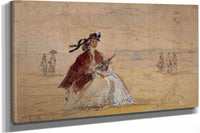 Femme Assise Au Bord De La Mer by Eugene Boudin