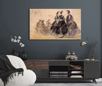 Femme Assise Et Divers Personnages Au Bord De La Mer by Eugene Boudin