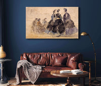 Femme Assise Et Divers Personnages Au Bord De La Mer by Eugene Boudin