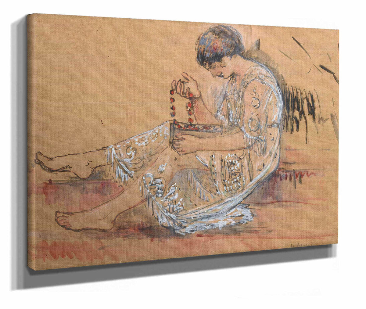 Femme Au Collier Etude Pour Loffrande Au Jardin by Henri Lebasque