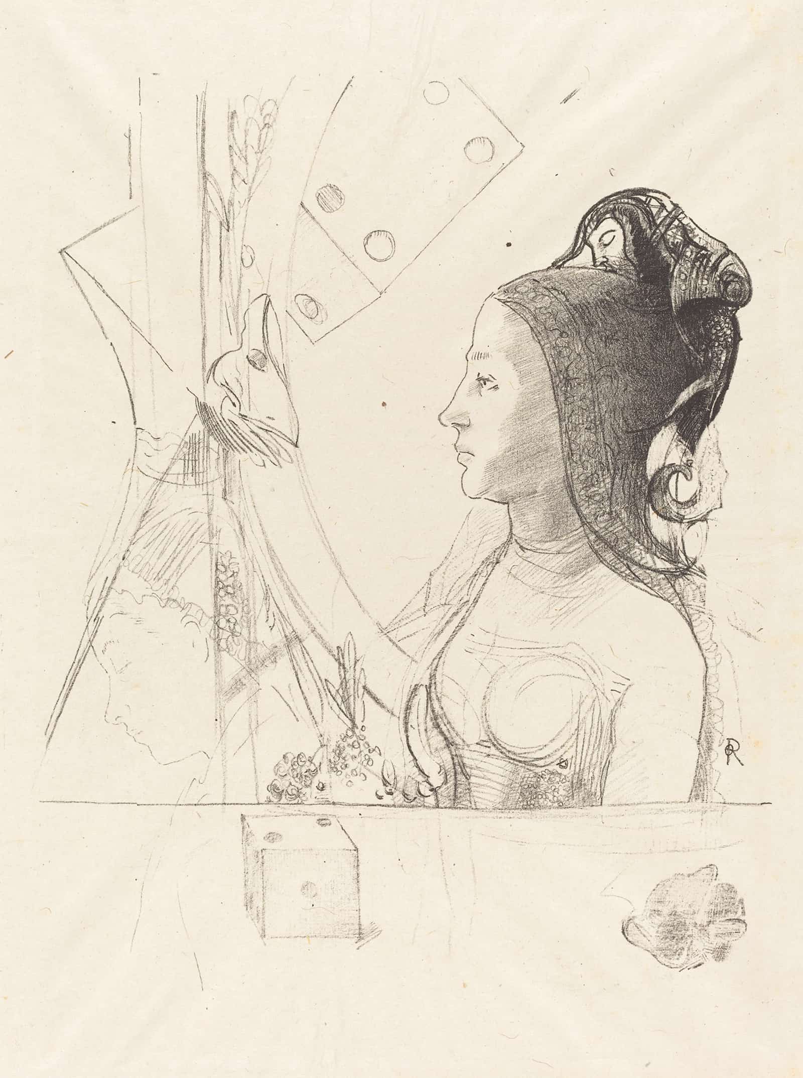Femme De Profil Profile Of A Woman by Odilon Redon