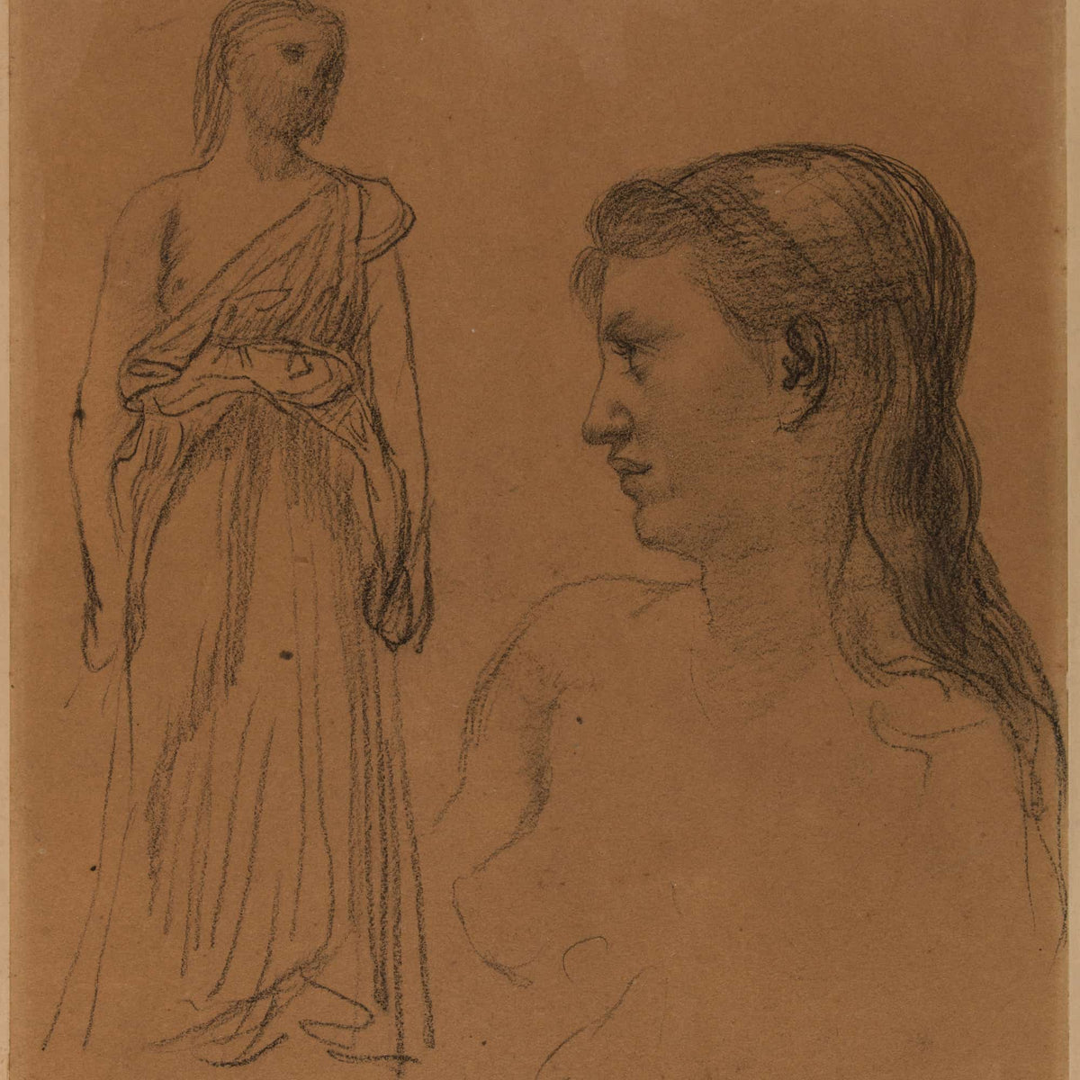 Femme Debout Et Buste De Femme by Pierre Puvis De Chavannes