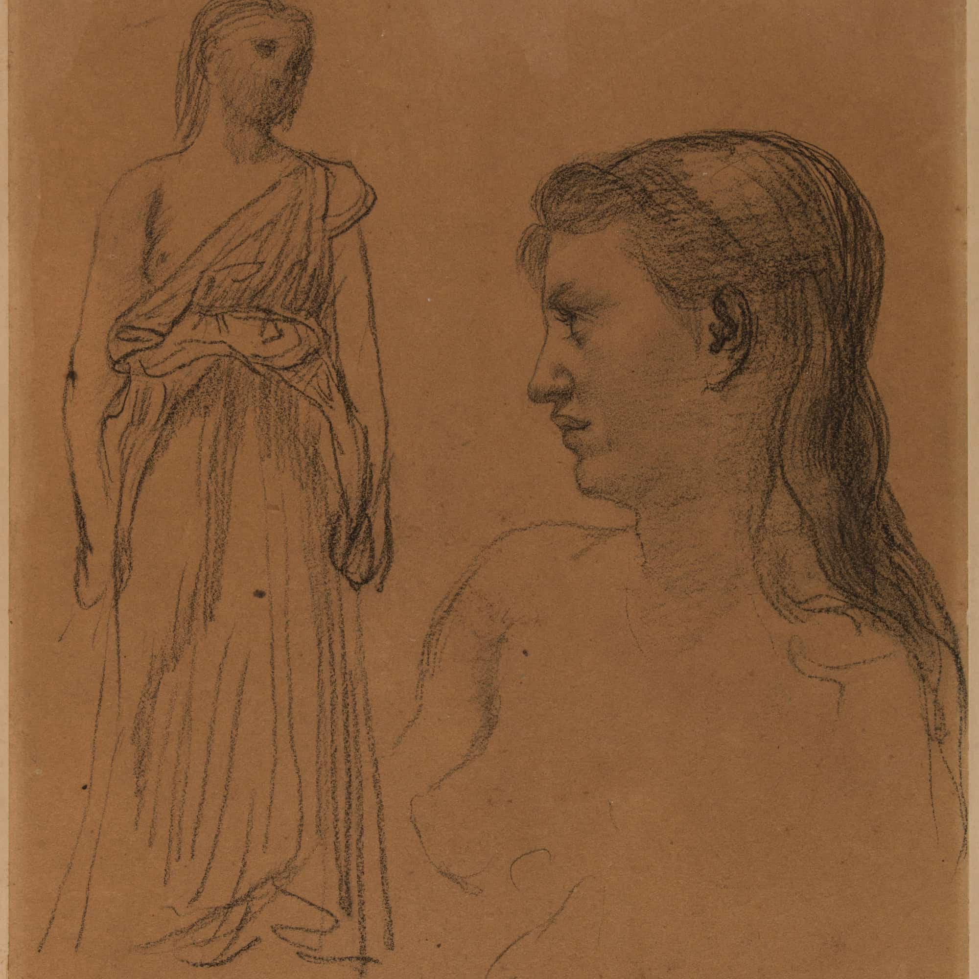 Femme Debout Et Buste De Femme by Pierre Puvis De Chavannes