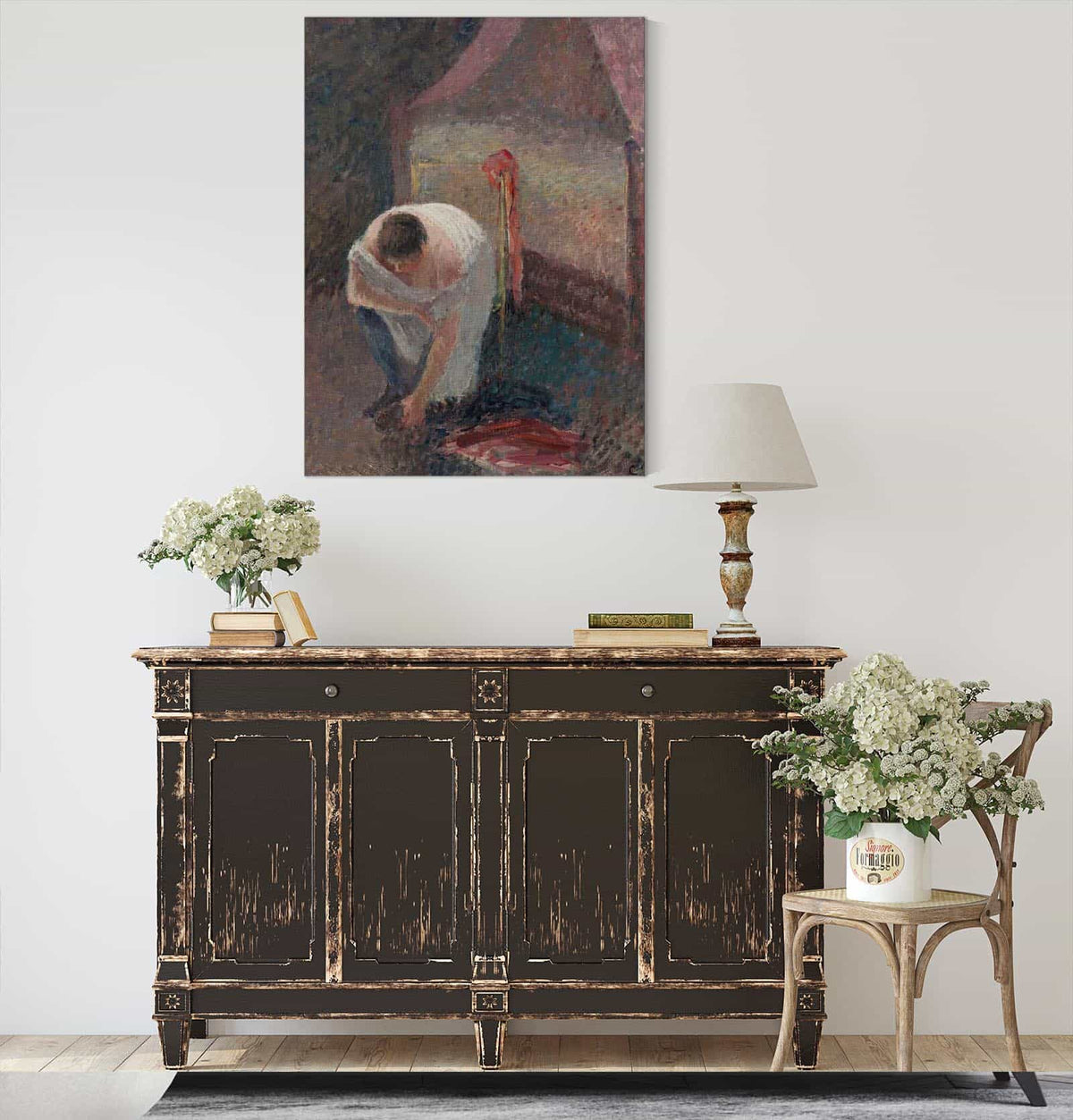 Femme En Chemise Pres Dun Lit by Camille Pissarro