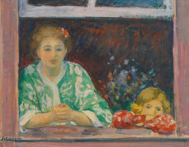 Femme Et Fillette A La Fenetre by Henri Lebasque
