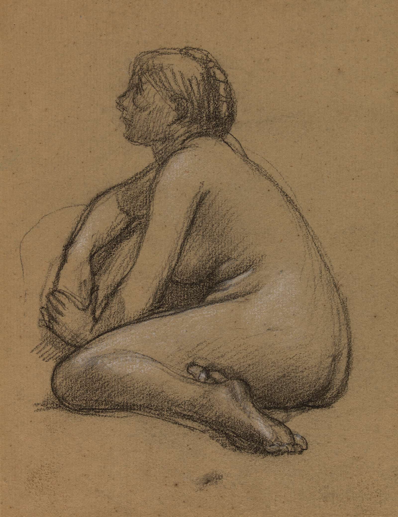 Femme Nue Accroupie by Pierre Puvis De Chavannes