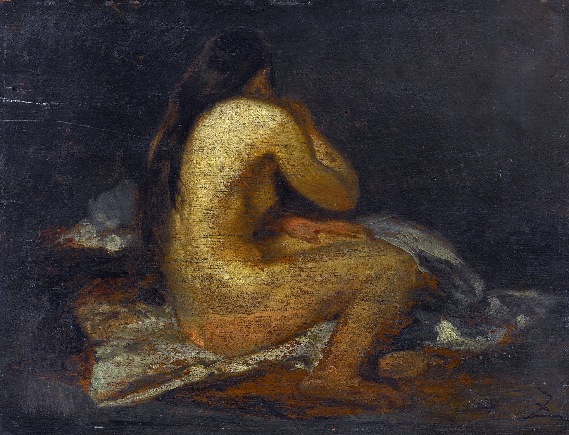 Femme Nue Assise by Felix Ziem