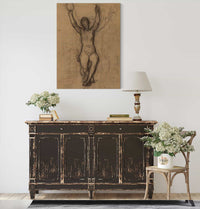 Femme Nue Assise De Face Les Deux Bras Leves by Pierre Puvis De Chavannes