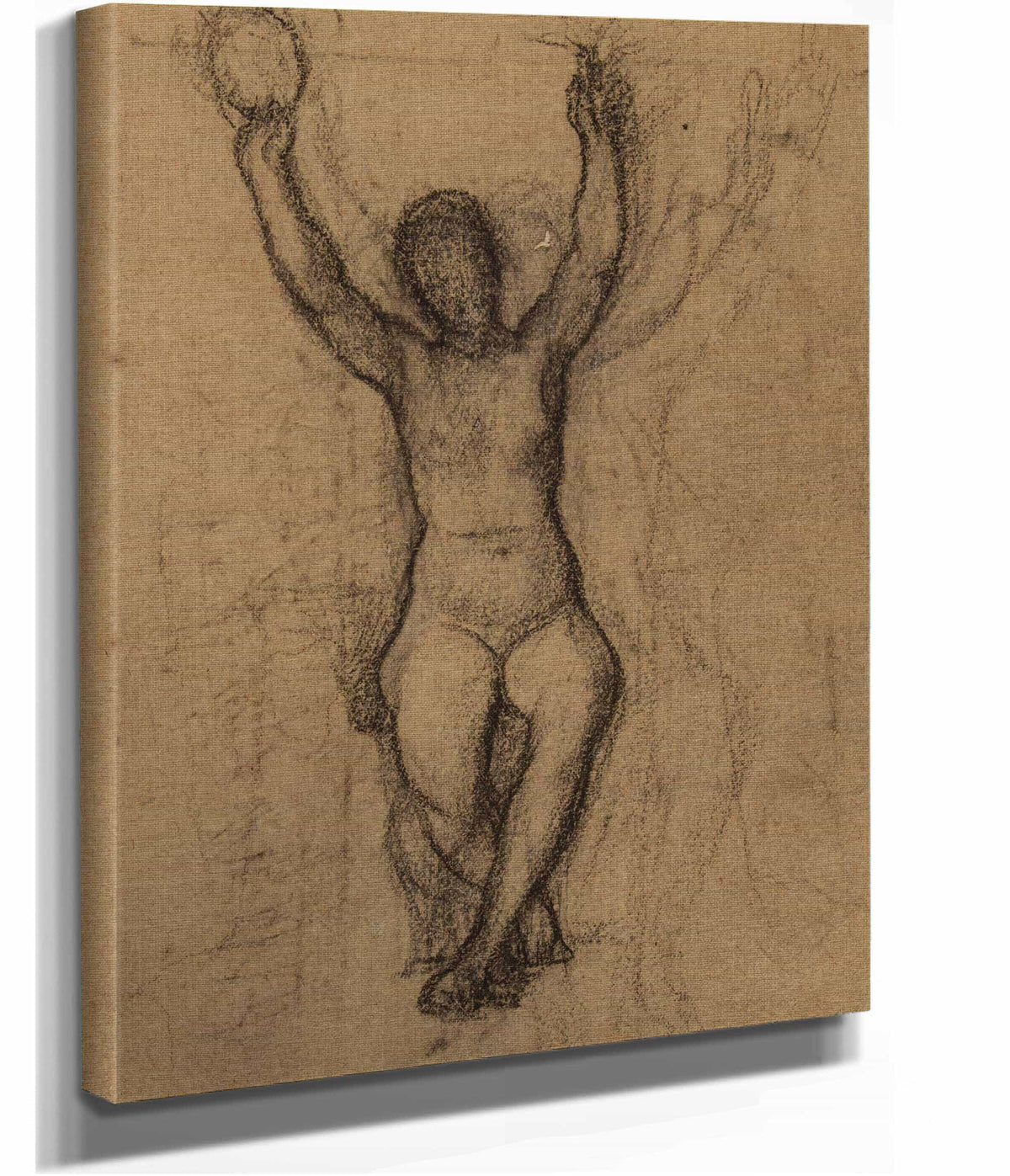 Femme Nue Assise De Face Les Deux Bras Leves by Pierre Puvis De Chavannes