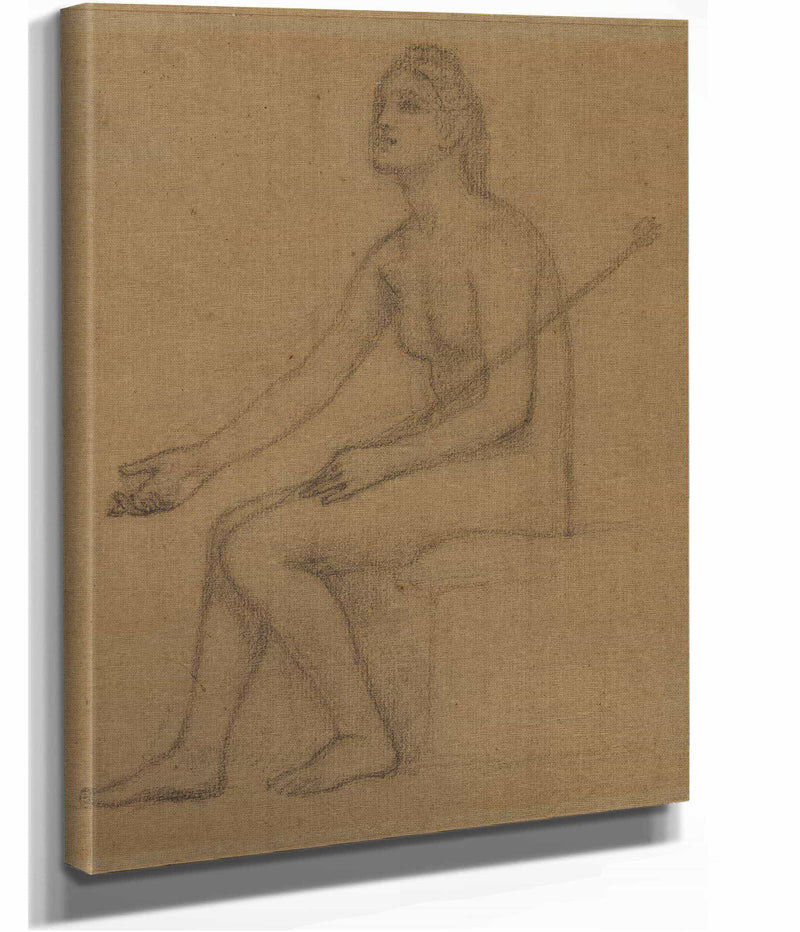 Femme Nue Assise De Profil A Gauche by Pierre Puvis De Chavannes