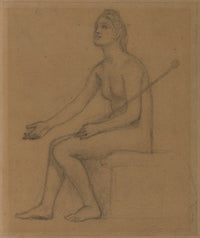Femme Nue Assise De Profil A Gauche by Pierre Puvis De Chavannes