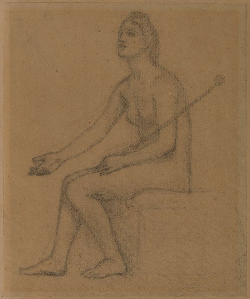 Femme Nue Assise De Profil A Gauche by Pierre Puvis De Chavannes