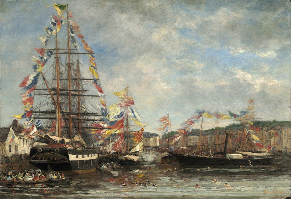Festival In The Harbor Of Honfleur by Eugene Boudin