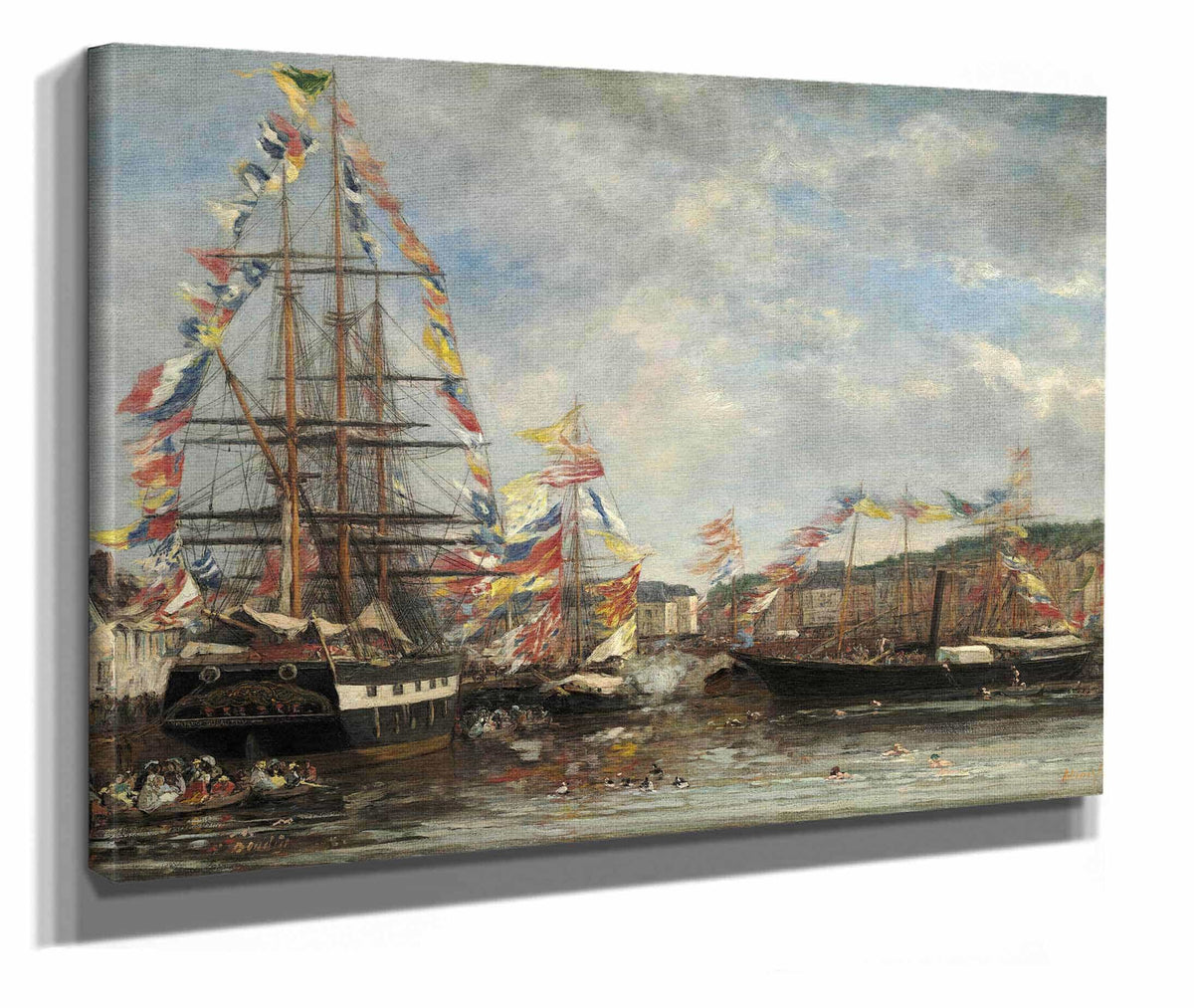 Festival In The Harbor Of Honfleur by Eugene Boudin