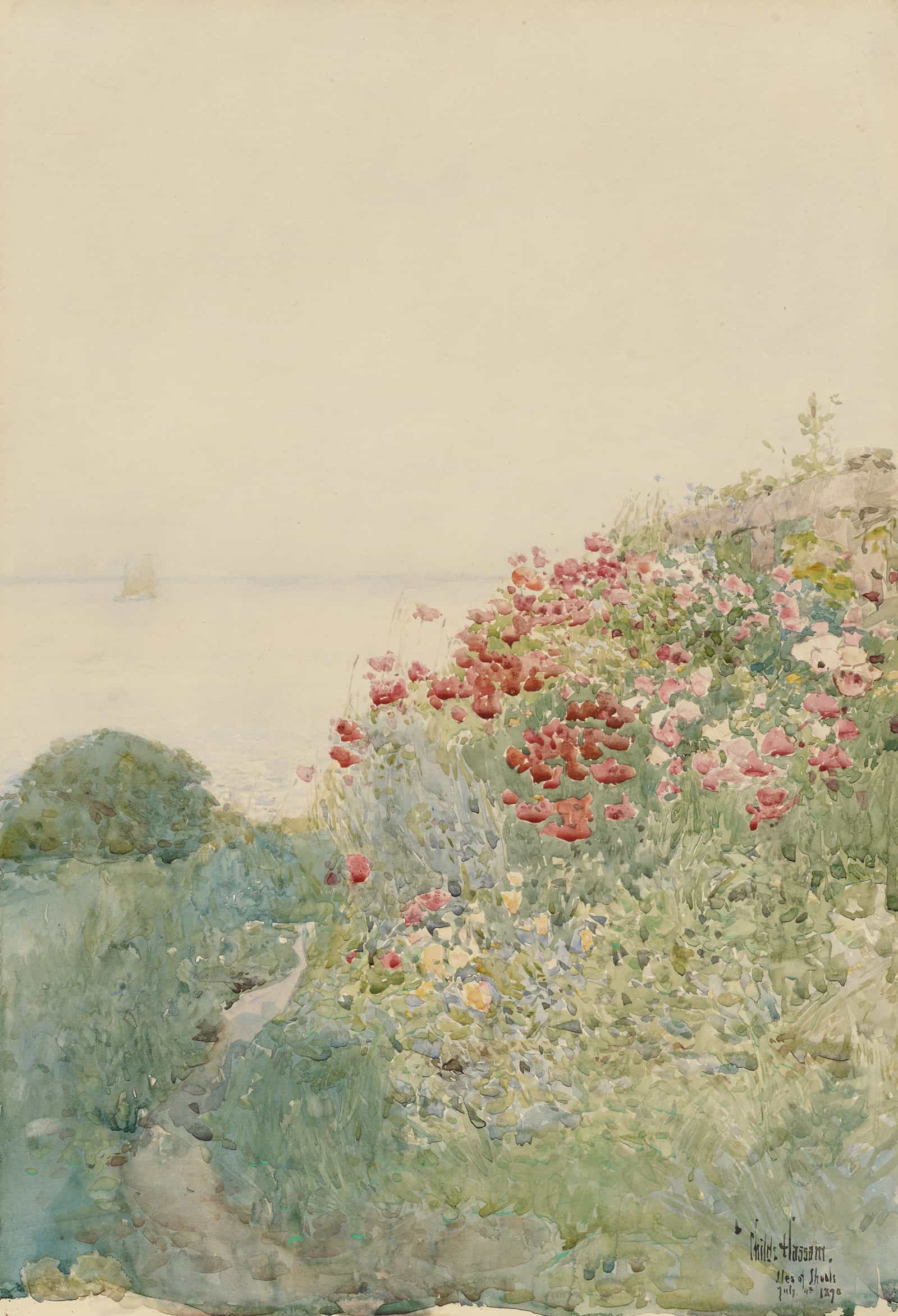 Field Of Poppies Isles Of Shoals by Childe Hassam