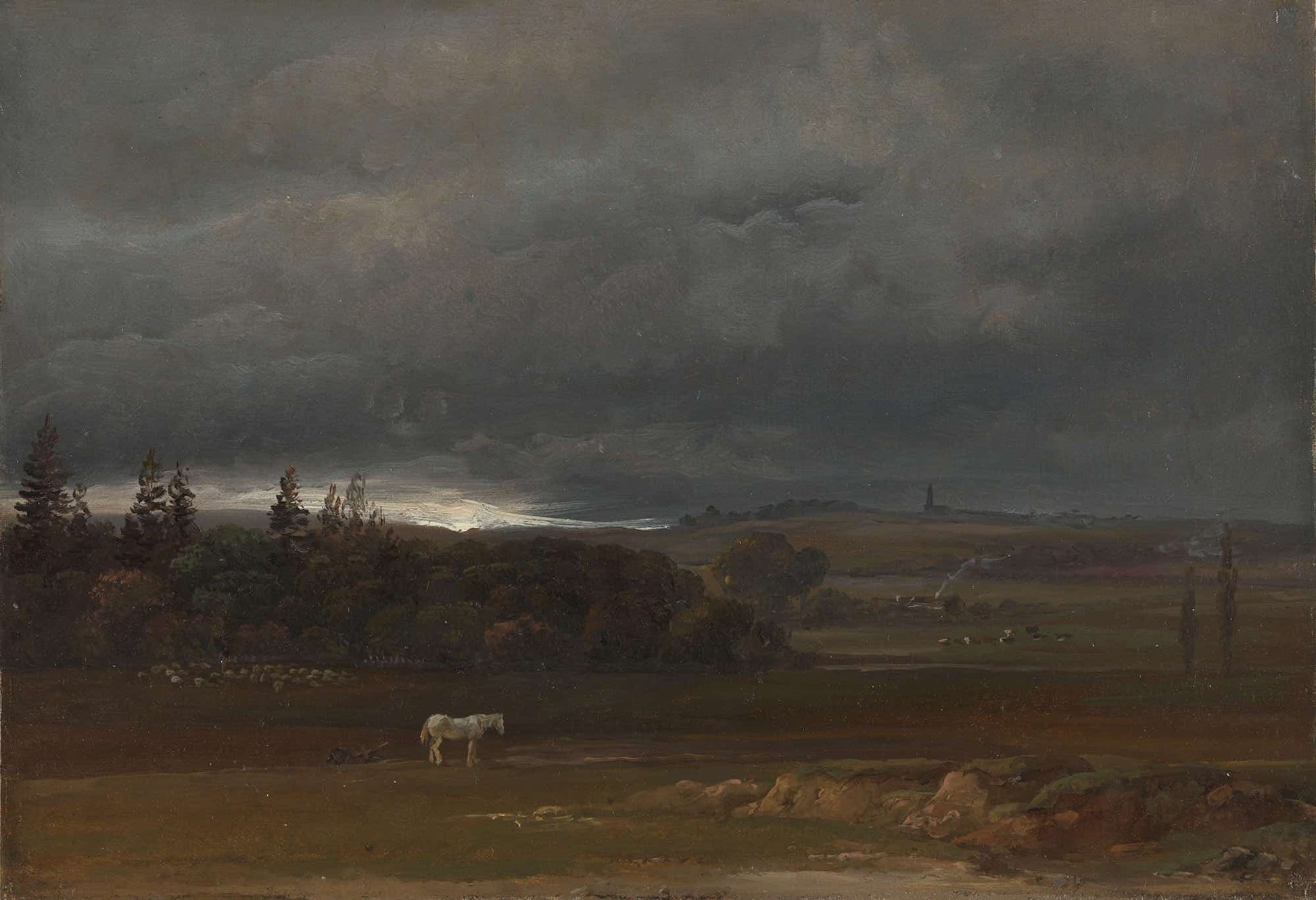 Fields Near Dresden With A White Horse by Johan Christian Dahl