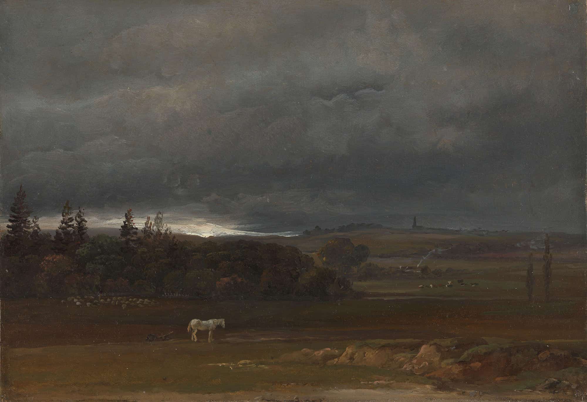 Fields Near Dresden With A White Horse by Johan Christian Dahl