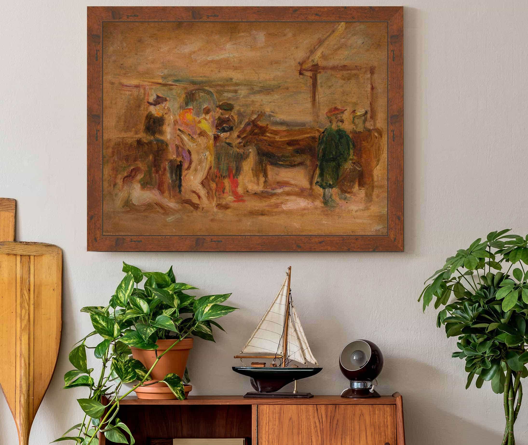 Figural Scene With Donkeys by Tadeusz Makowski