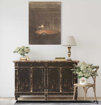 Figure Reading At A Table In An Interior At Night by Vilhelm Hammershoi