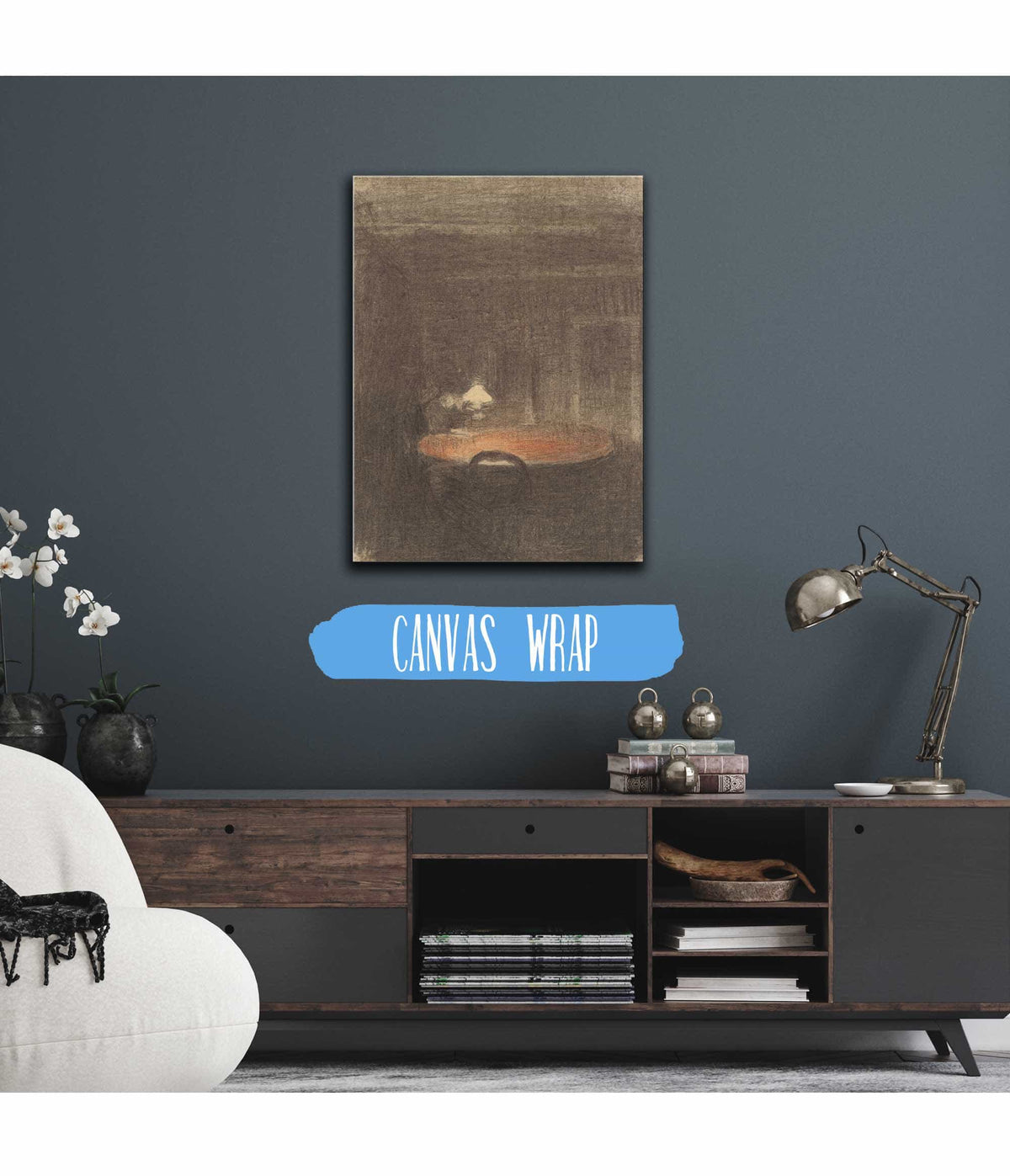 Figure Reading At A Table In An Interior At Night by Vilhelm Hammershoi