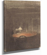 Figure Reading At A Table In An Interior At Night by Vilhelm Hammershoi