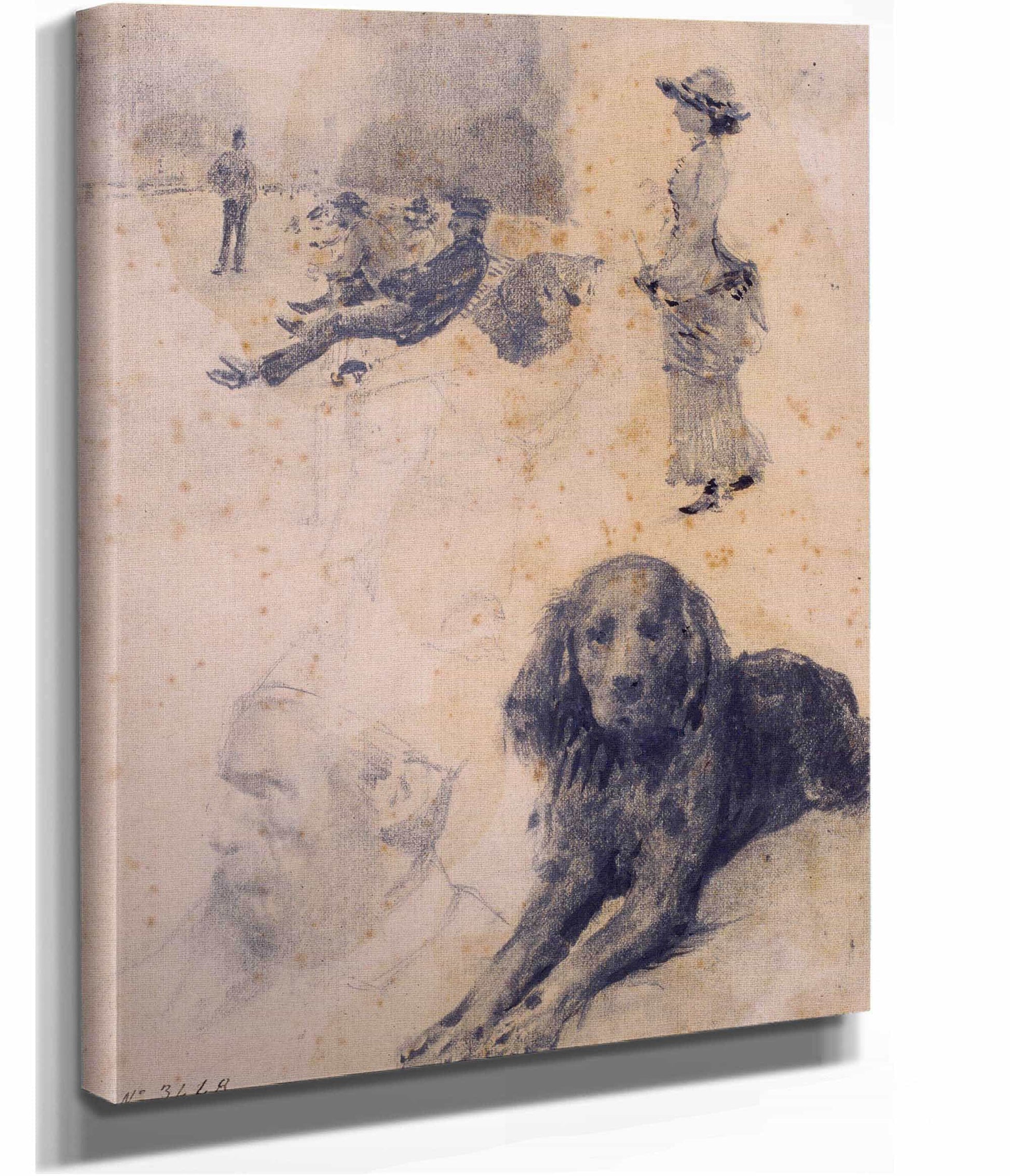 Figure Studies And Study Of Dog by Santiago Rusinol