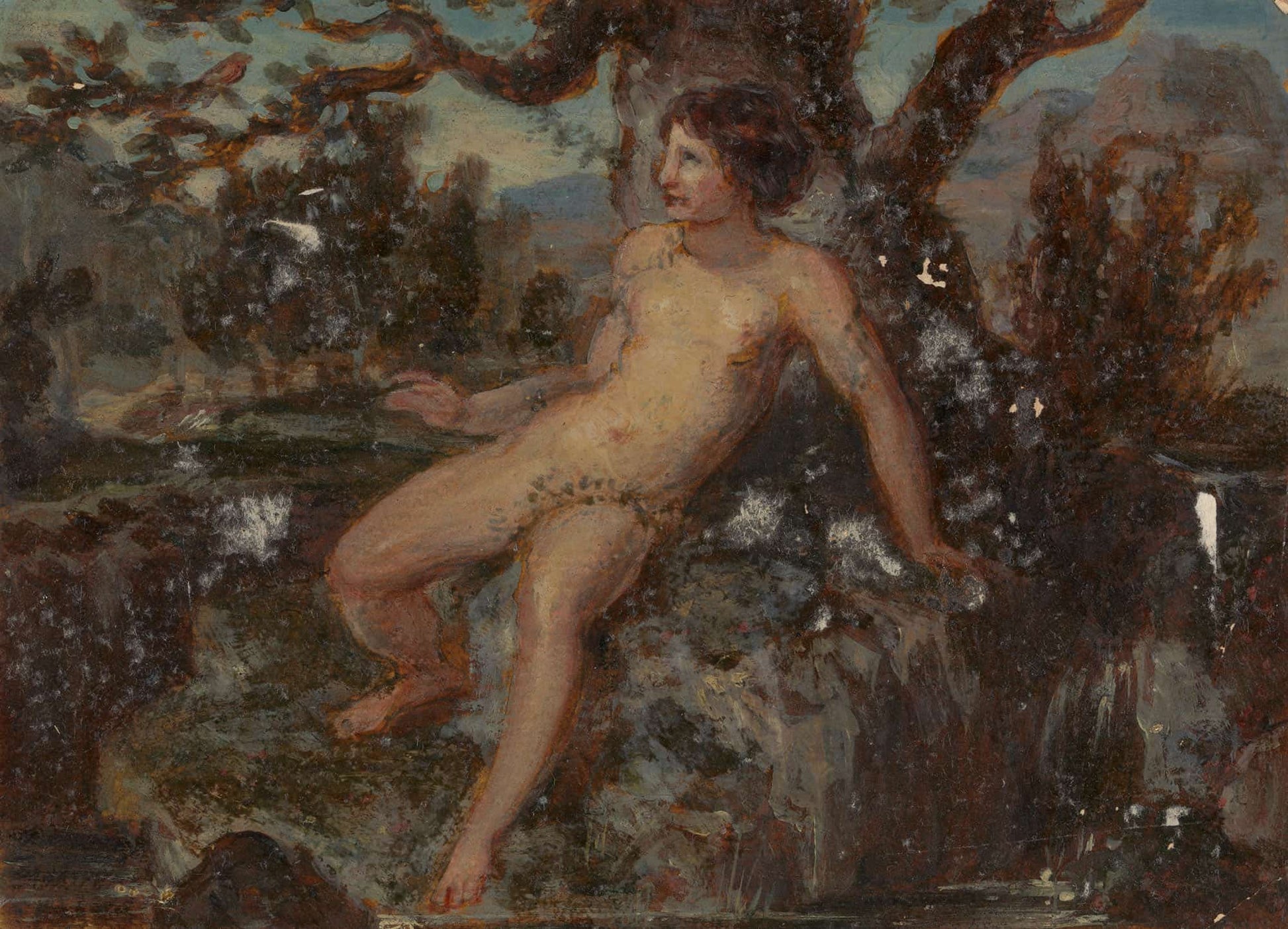 Figure Study Of A Nude Woman In A Wooded Landscape by Robert Smirke