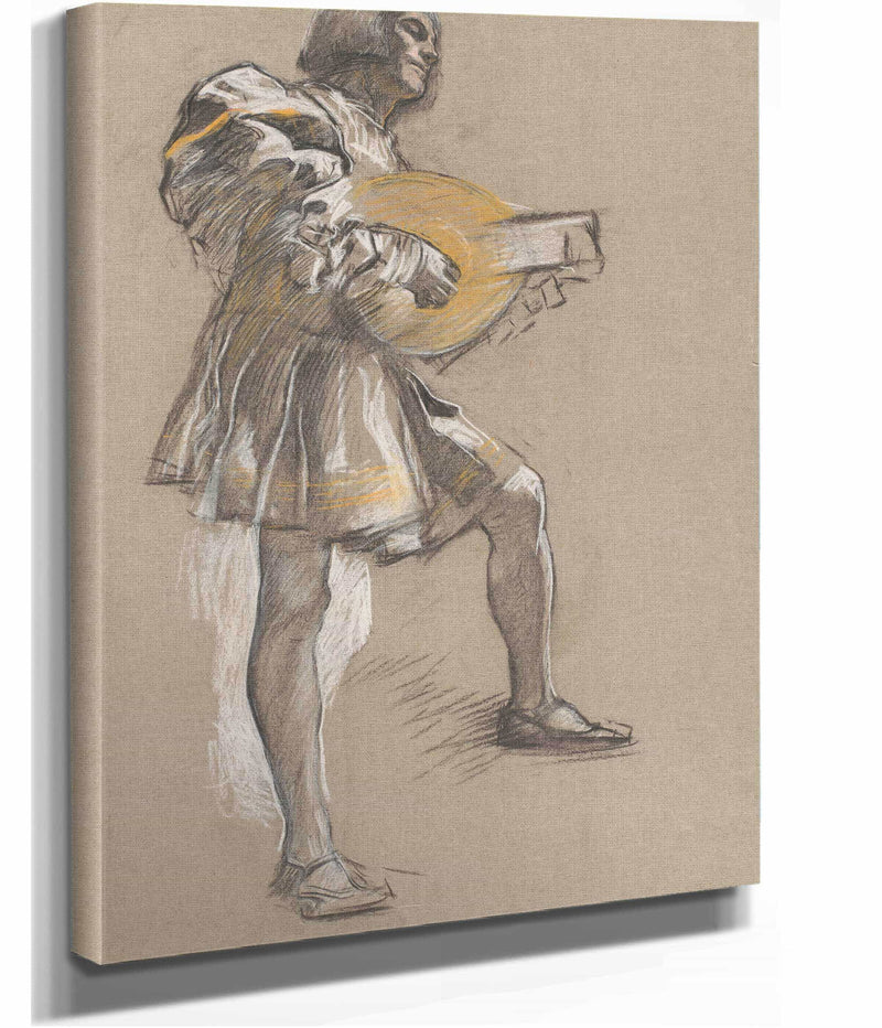Figure With Mandolin In Mediaeval Costume by Edwin Austin Abbey