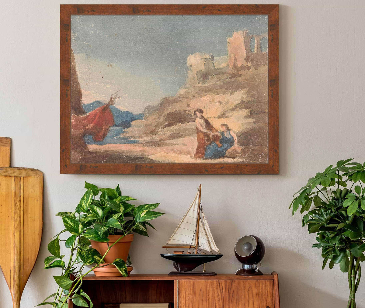 Figures Among Ruins On Hill by Thomas Sully