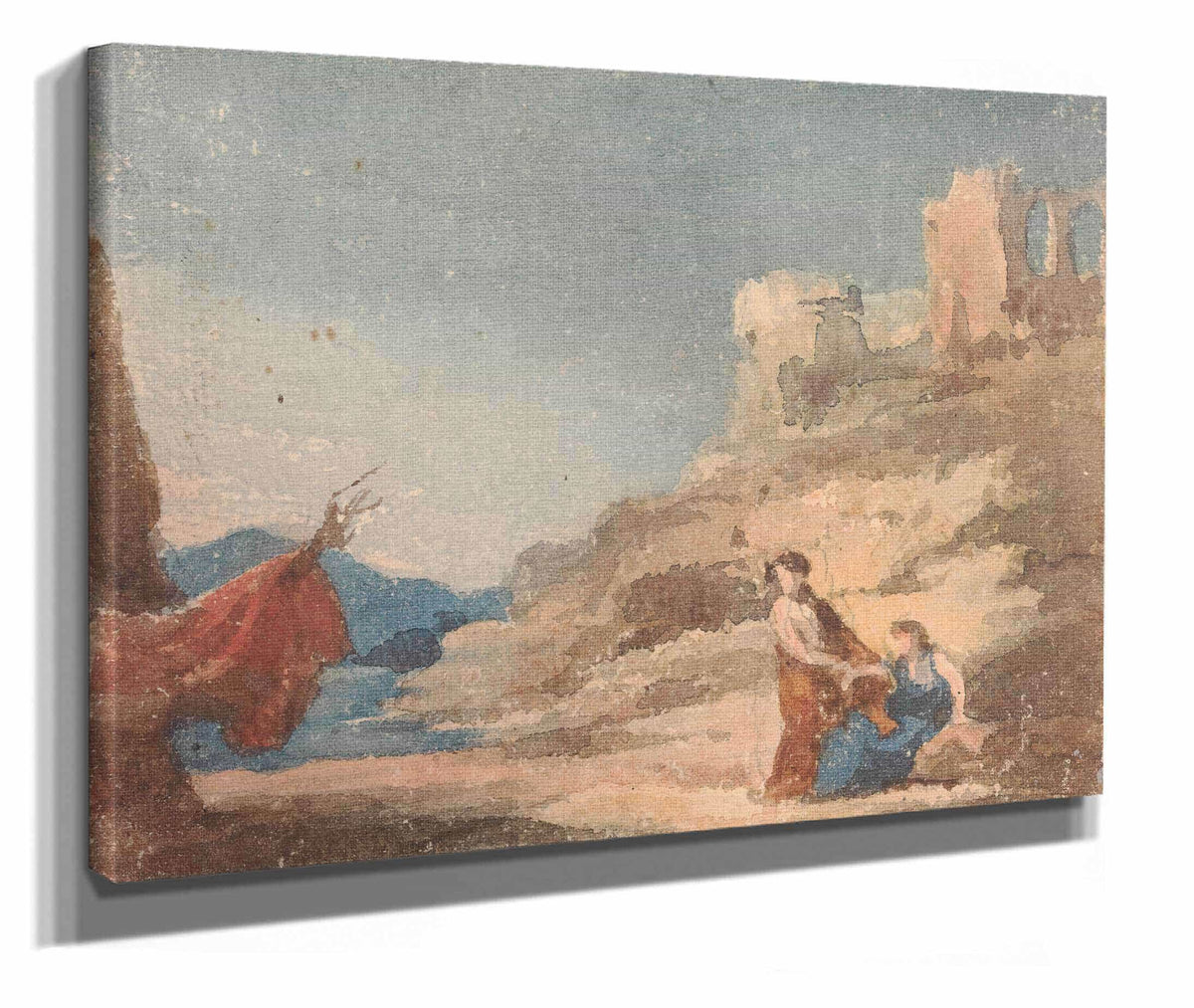 Figures Among Ruins On Hill by Thomas Sully
