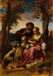 Figures And A Dog In A Landscape by Narcisse Virgile Diaz De La Pena