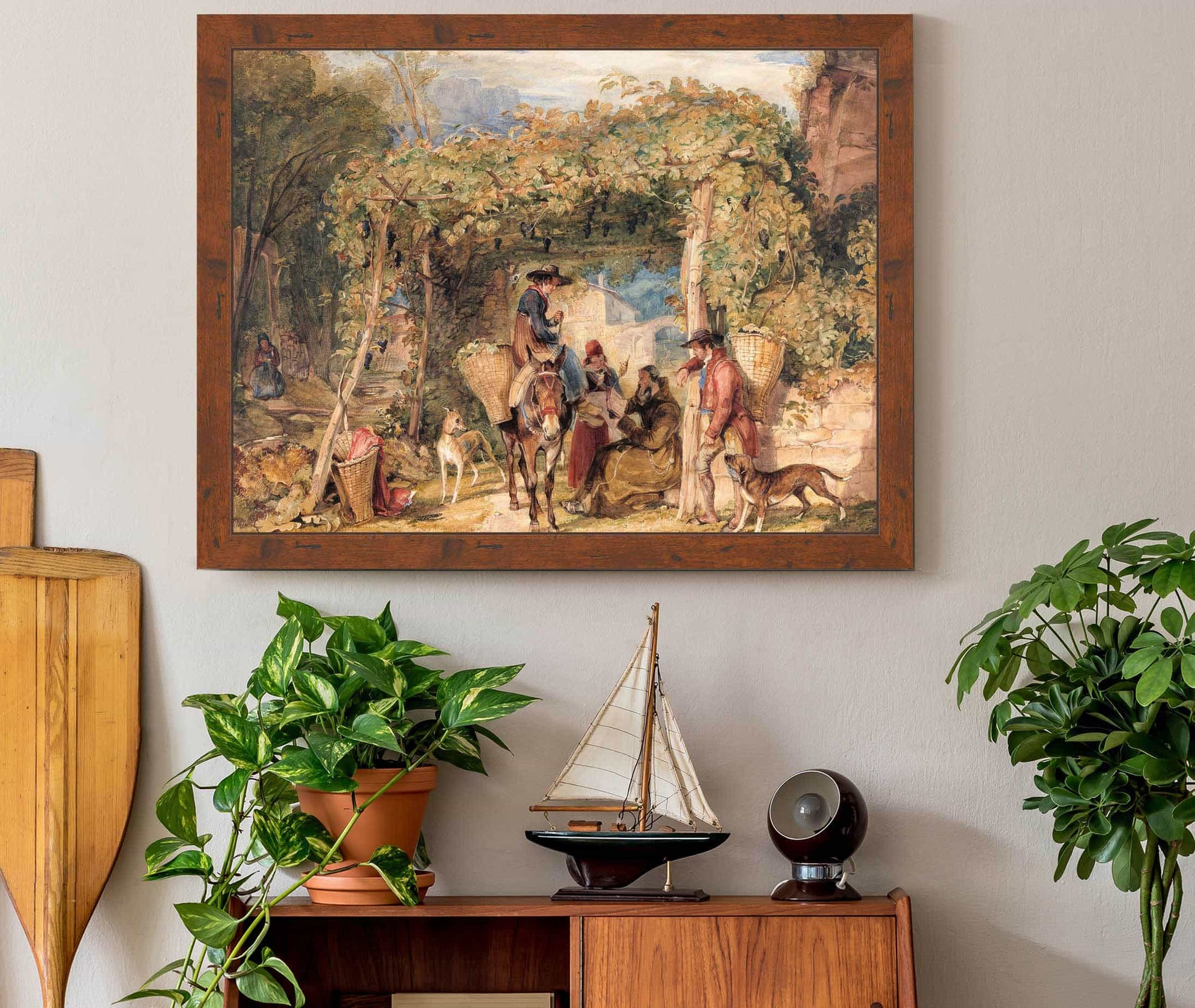 Figures And Animals In A Vineyard by John Frederick Lewis