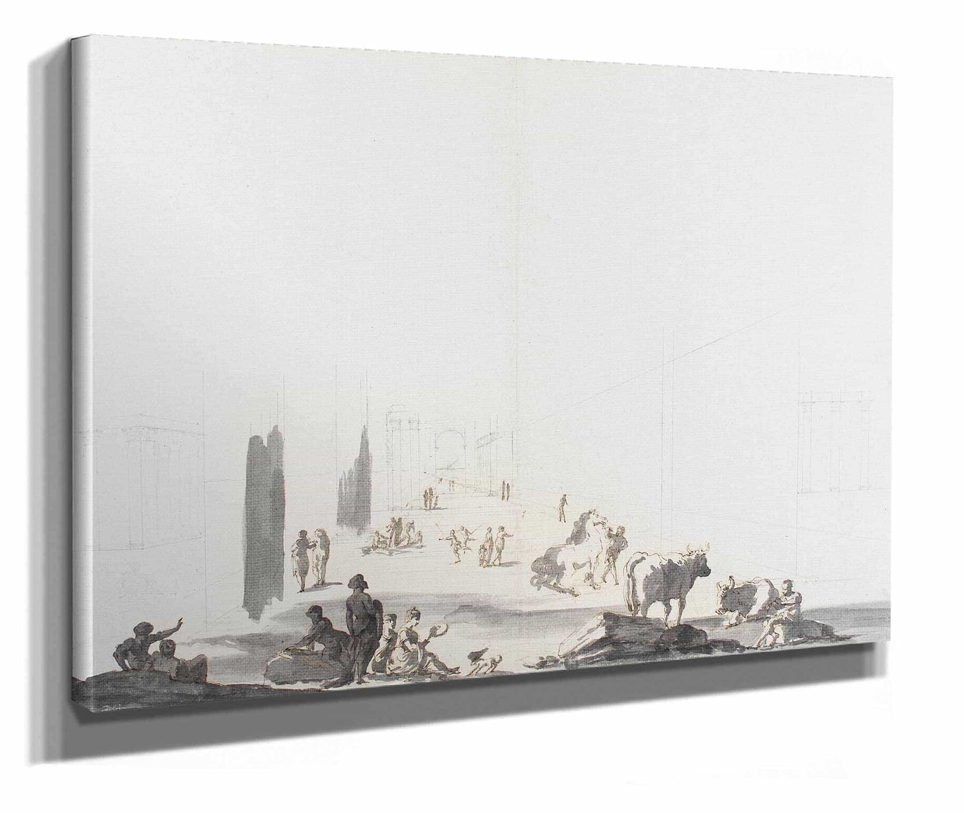 Figures And Animals In Deep Architectural Setting Th Th Century by Gaetano Gandolfi