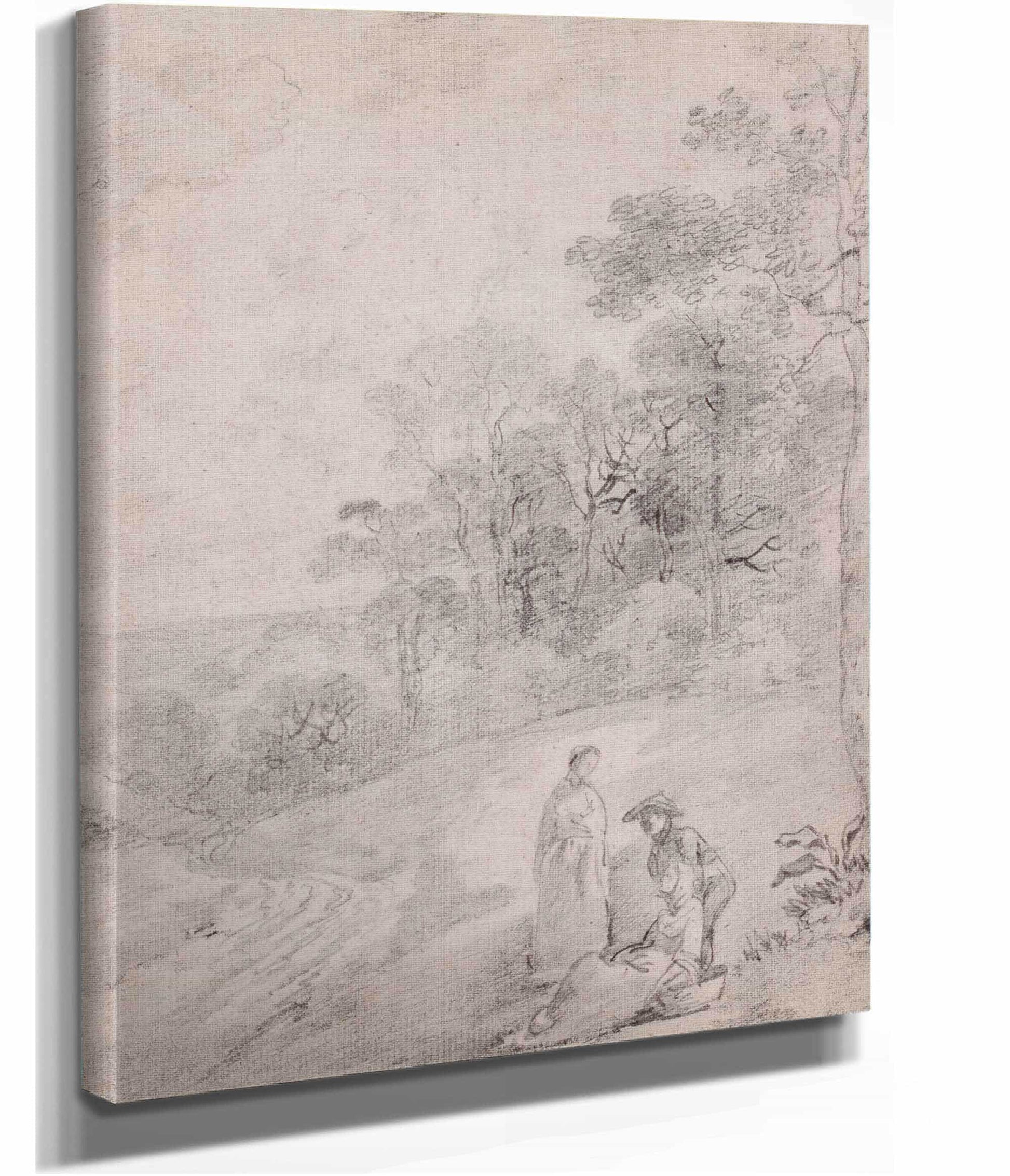 Figures By A Track Through A Wooded Landscape Early S by Thomas Gainsborough