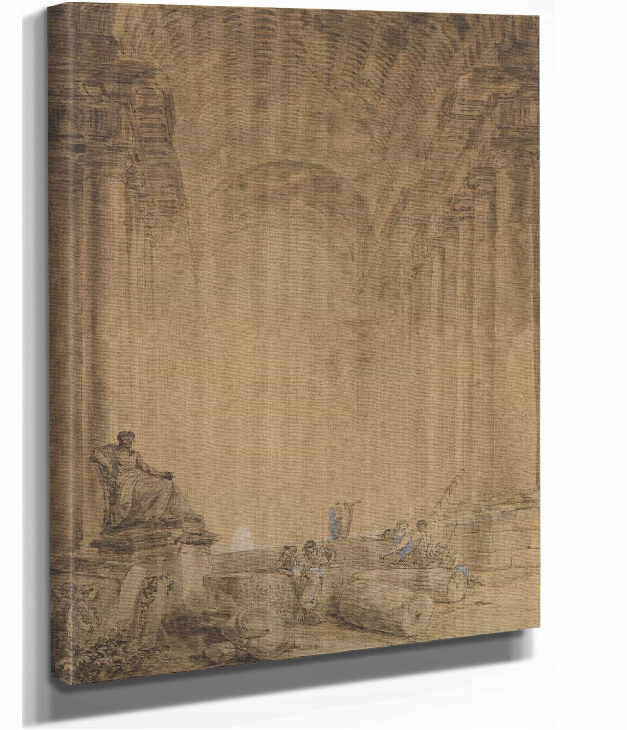 Figures In A Colonnade by Hubert Robert